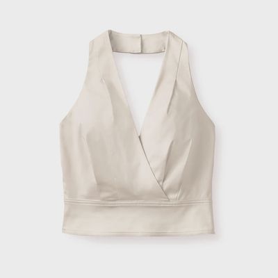 Olive Halter Top in Ivory