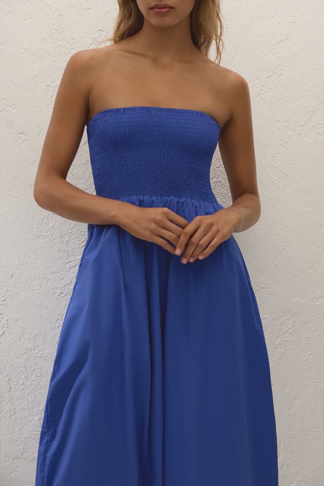 Lunaire Midi Dress in Light Blue Carmen Stripe