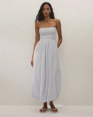 Lunaire Midi Dress in Light Blue Carmen Stripe