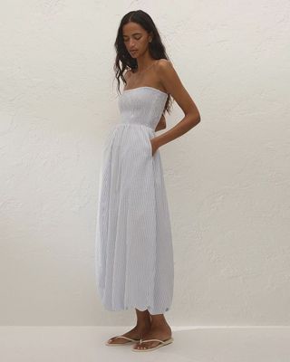 Lunaire Midi Dress in Light Blue Carmen Stripe