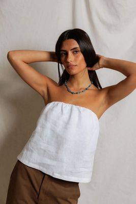 Gianna Linen Tube Top in White