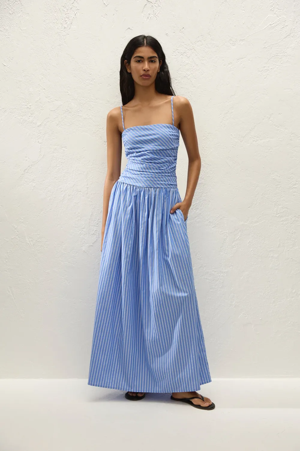 Portlligat Maxi Dress in Joao Stripe Azulejo Blue