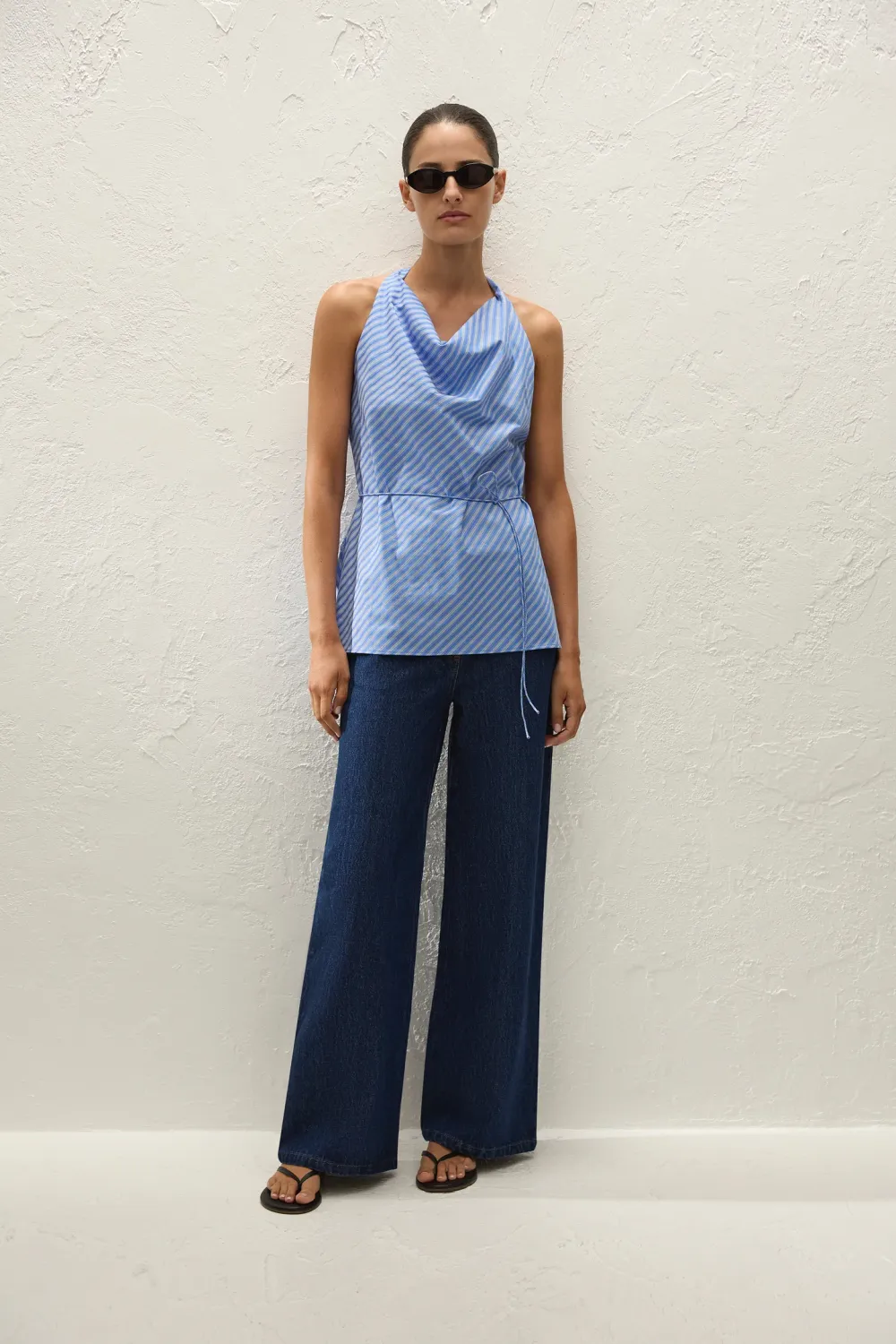 Izaro Top in Joao Stripe Azulejo Blue