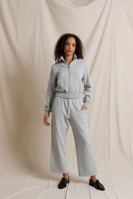 Milana Cropped Track Jacket in Heather Grey