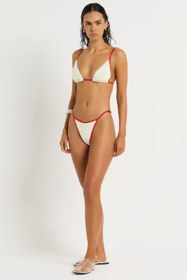 Idris Triangle Top in Chalk with Red Trim