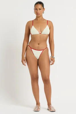 Leighton Brief in Chalk with Red Trim