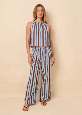 Dev Poplin Top in Ombre Stripe