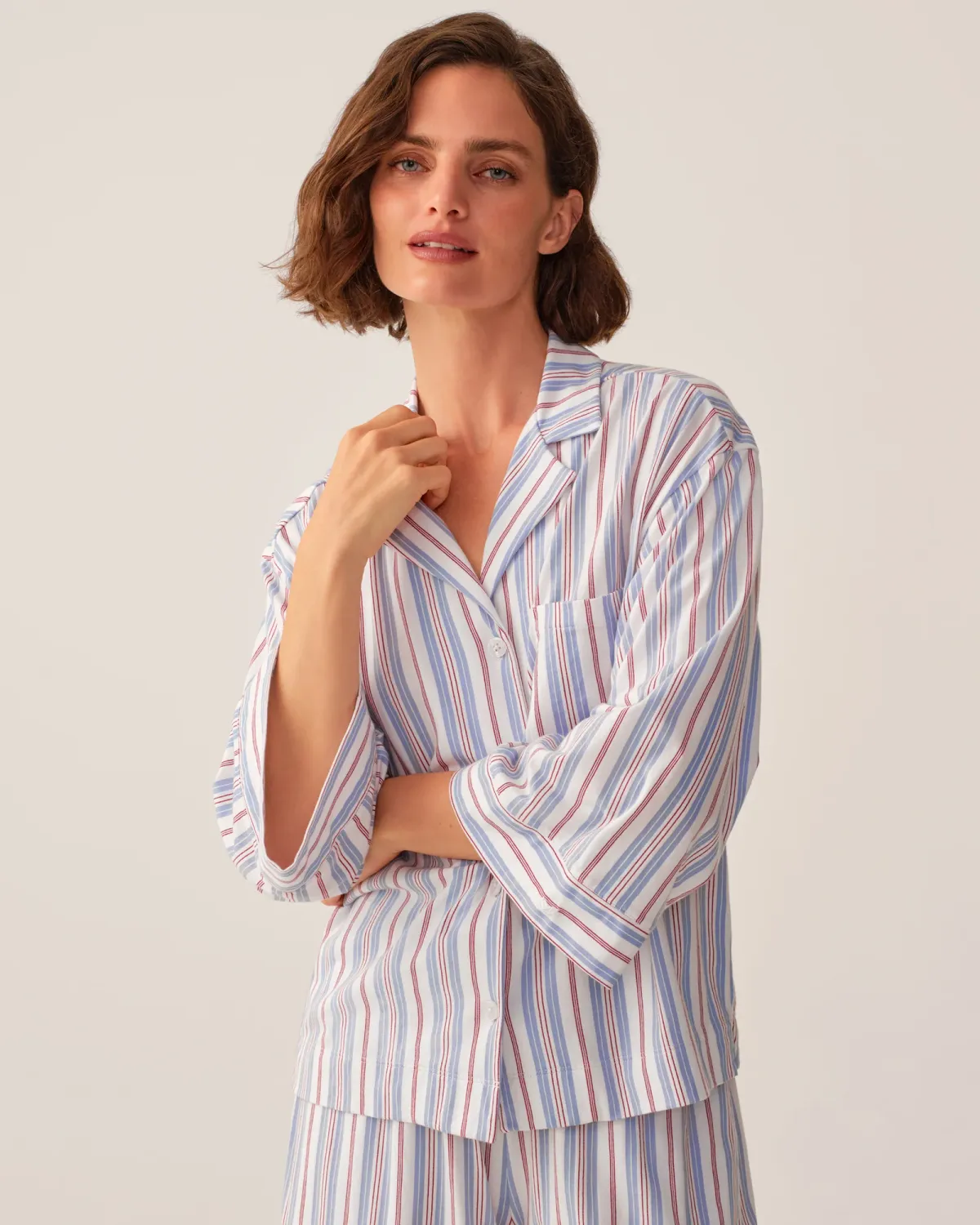 Olivia Wide-Leg Pajama in Vintage French Stripe