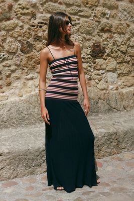 Doris Maxi Dress in Cila Stripe Navy