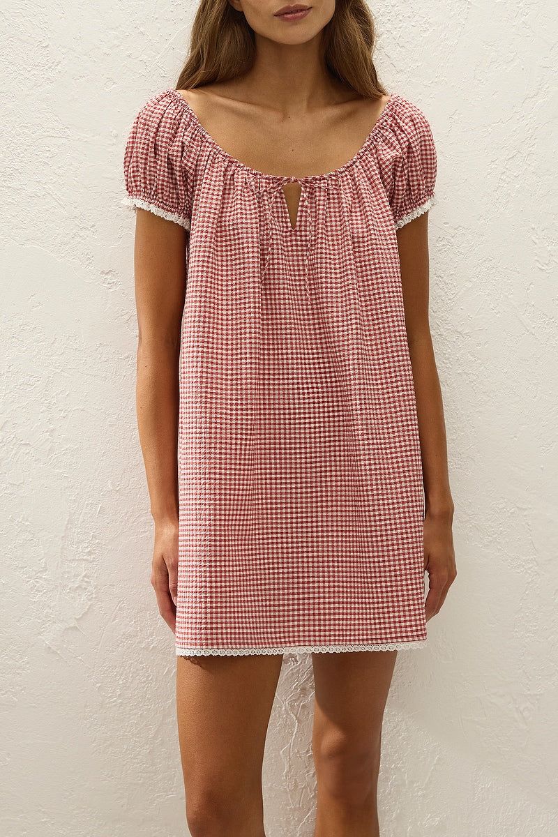 Areia Mini Dress in Red Gingham