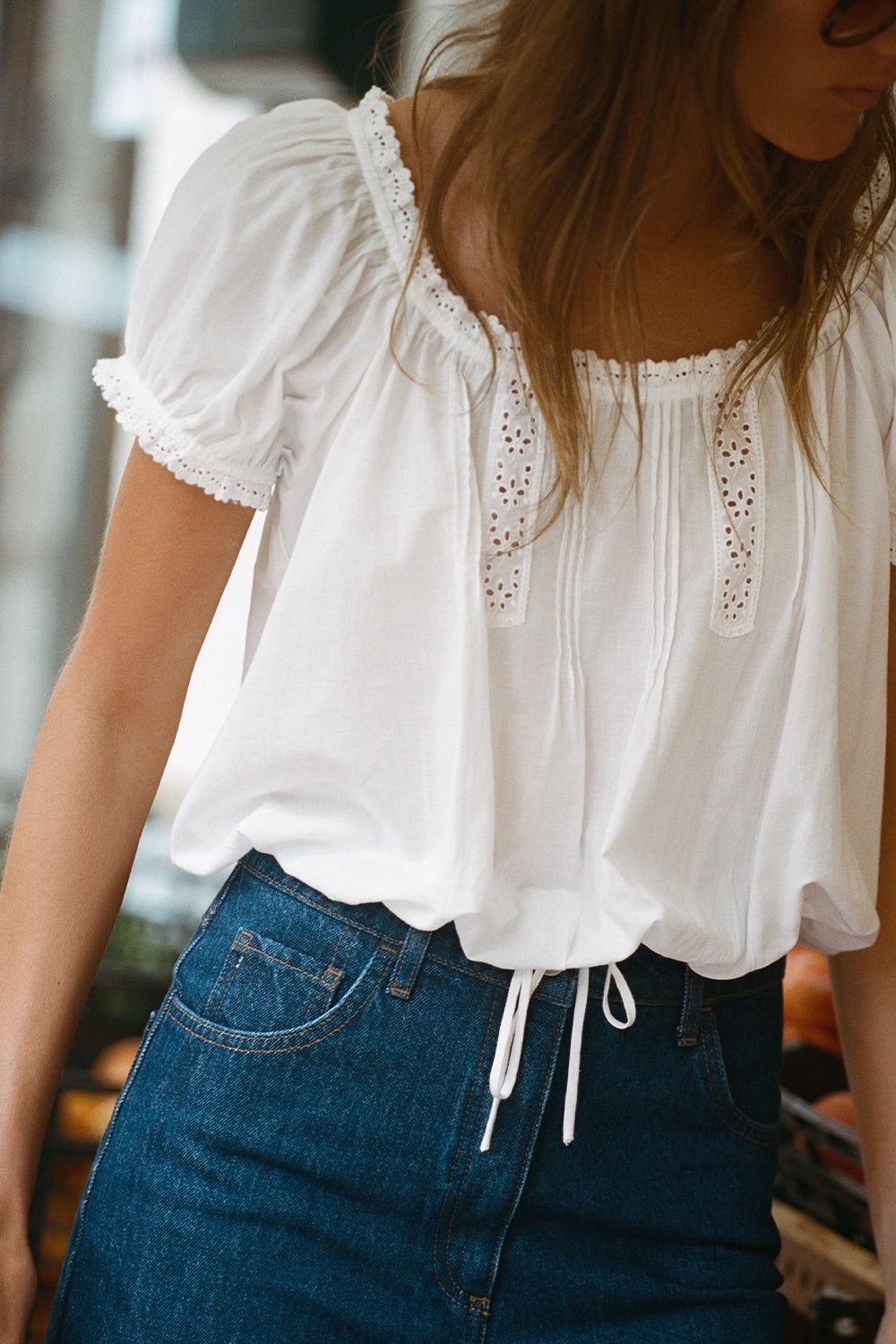 Gabi Top in Fernanda Lace Antique White