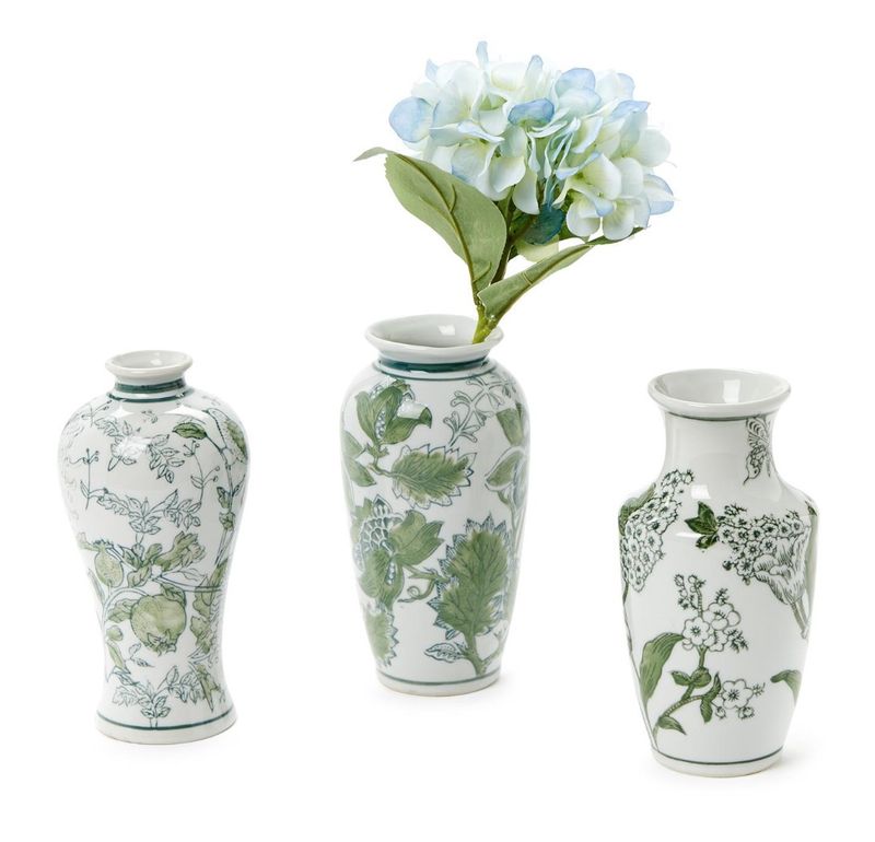 green&amp;white chinoiserie vase
