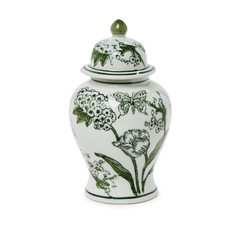 green and white ginger jar