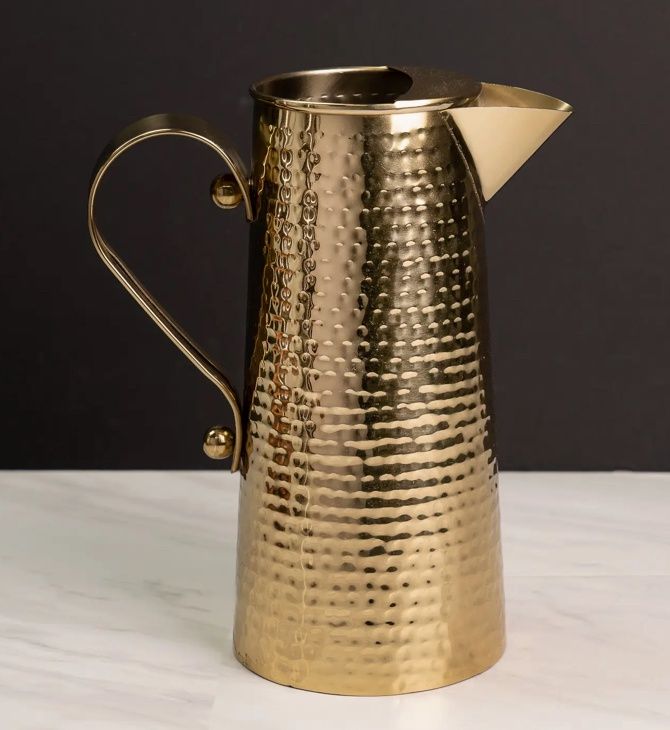 gold hammered pitcher
