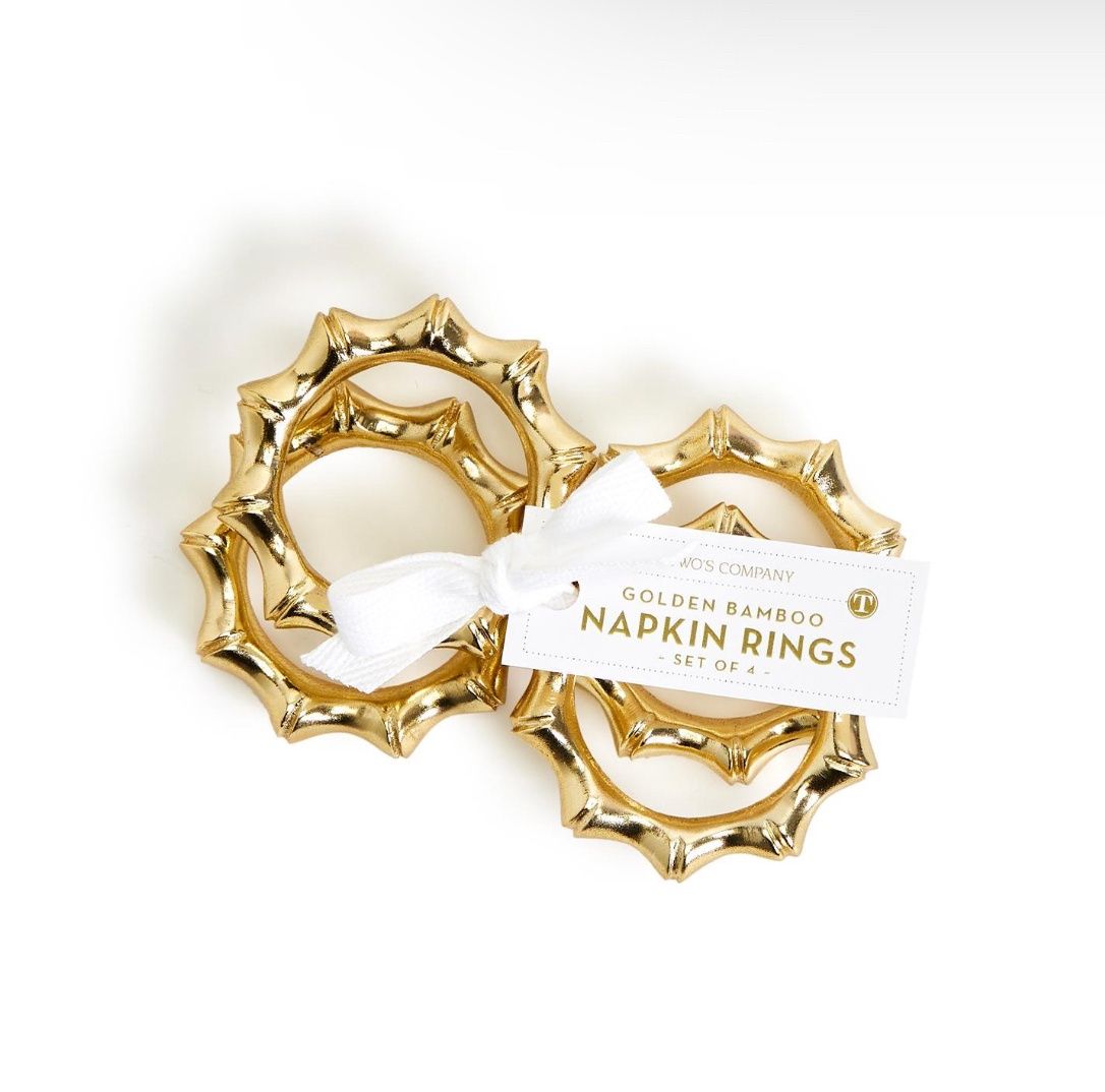 Golden bamboo napkin rings set of 4