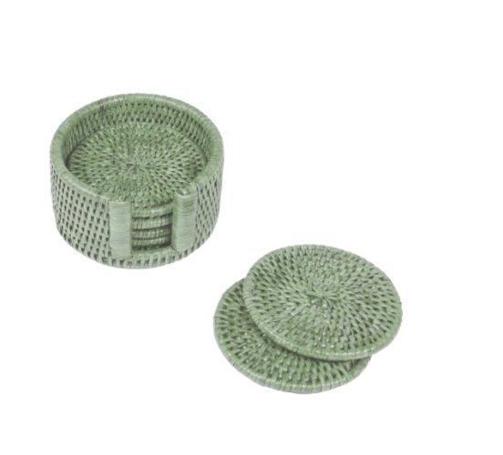 Green rattan coasters