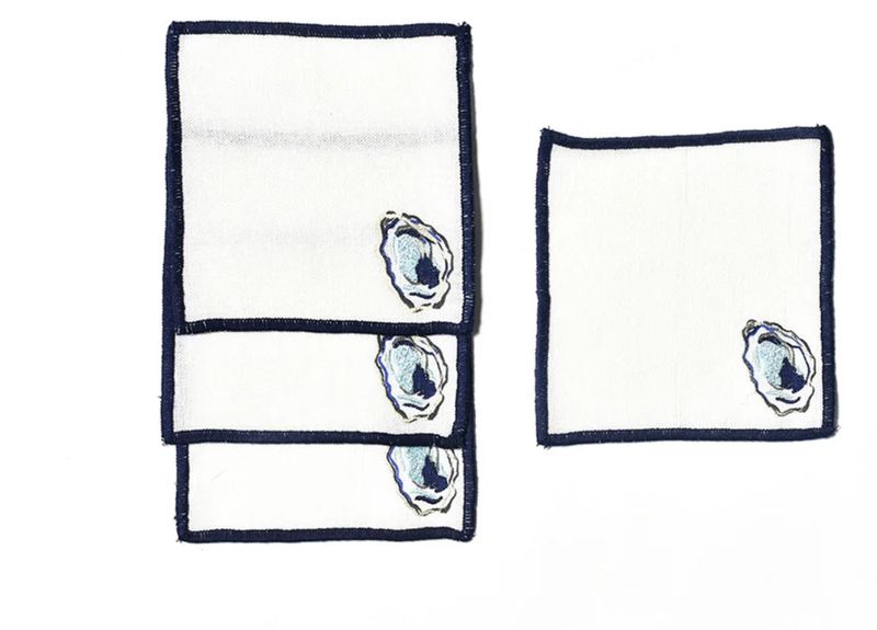 Oyster linen cocktail napkins set of 4