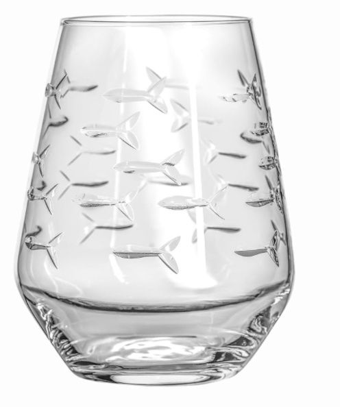 School of fish glassware stemless wine tumbler