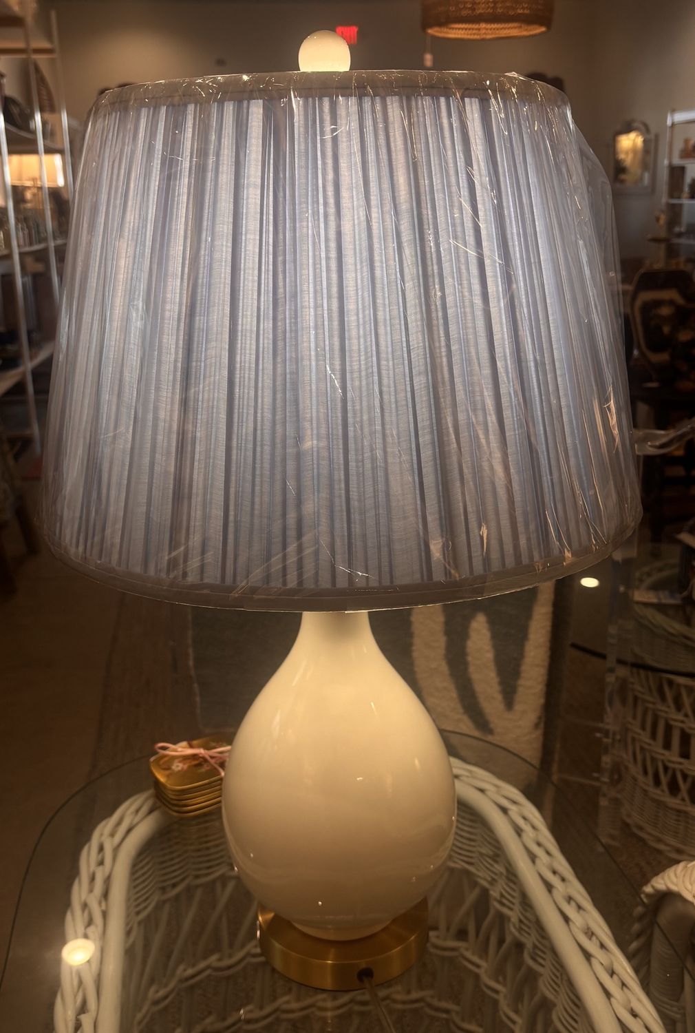 Porcelain lamp w/ custom shade