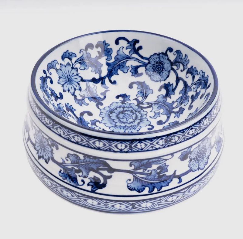chinoiserie large dog bowl