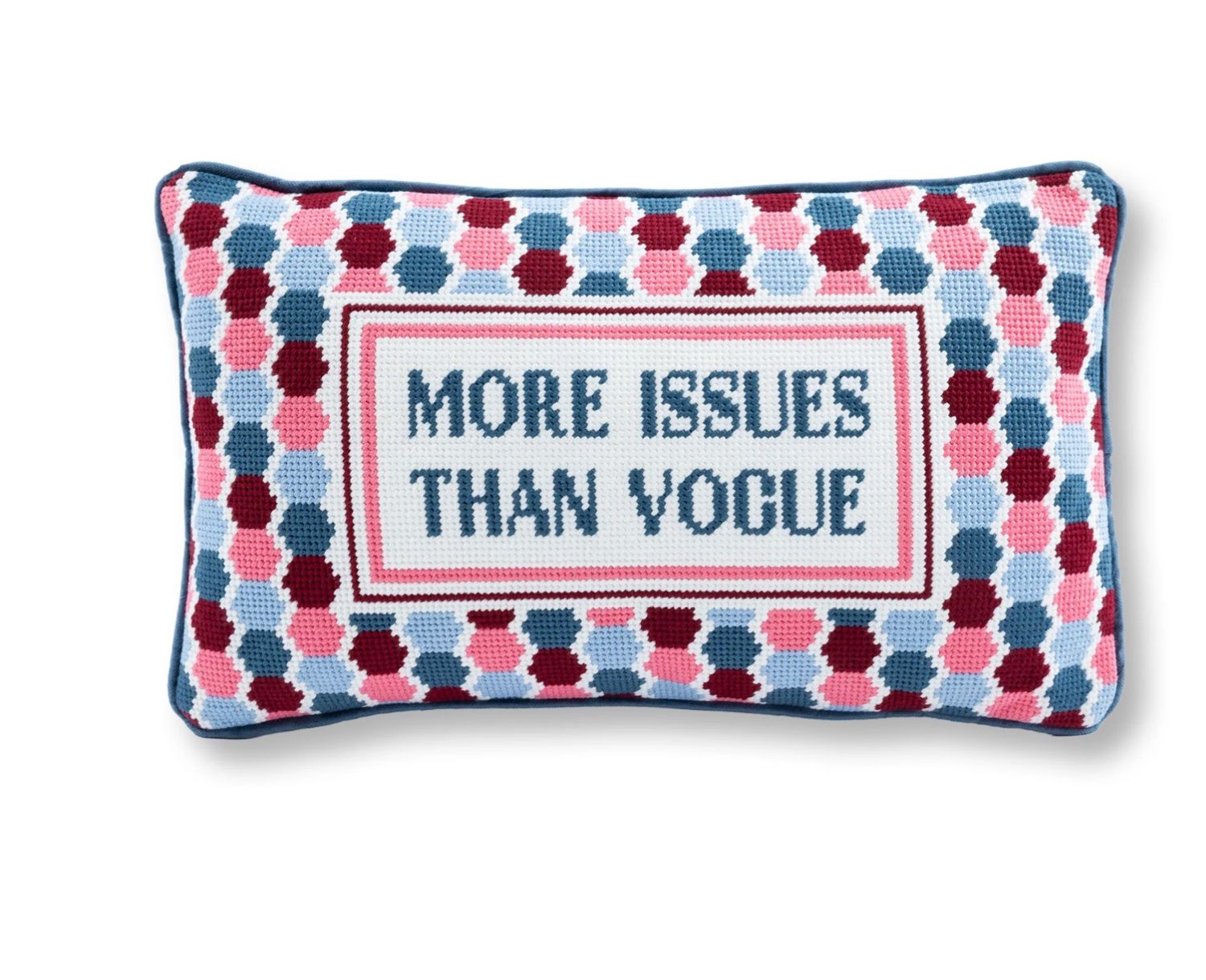 More issues needlepoint pillow