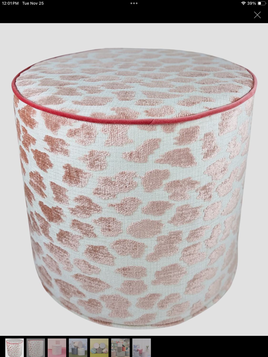 Charlotte blush animal print ottoman