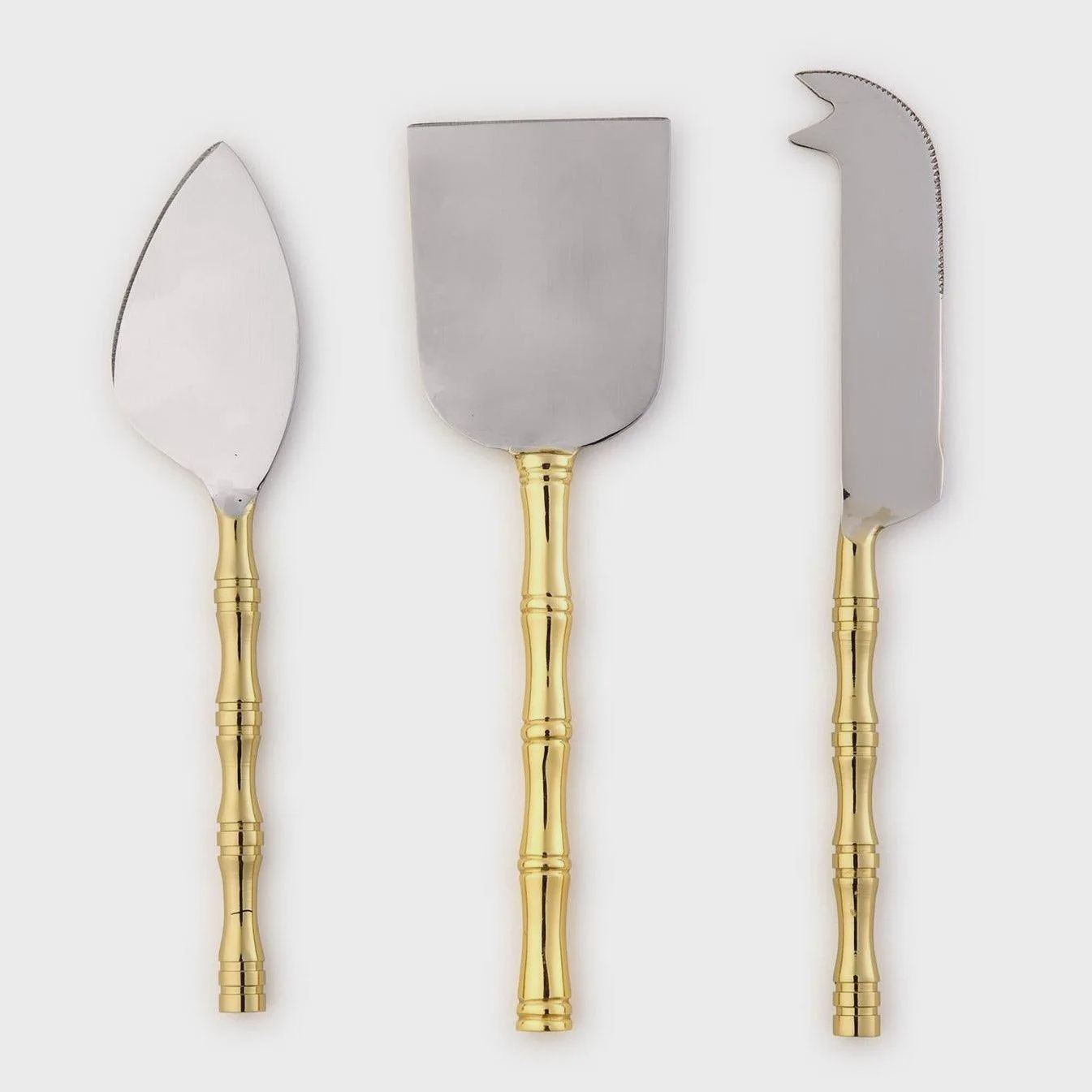 S/3 gold bamboo cheese knives