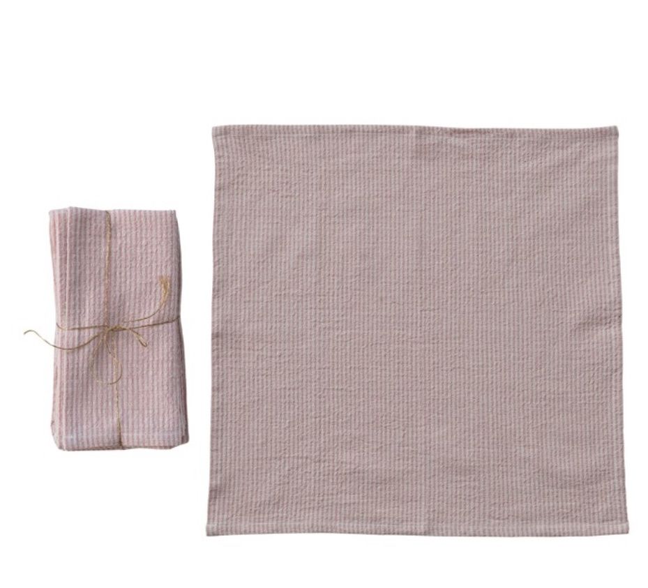 s/4 cotton pink striped napkins
