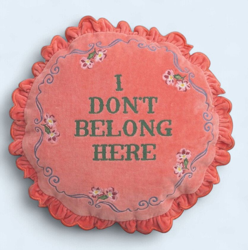 velvet ruffle embroidery pillow