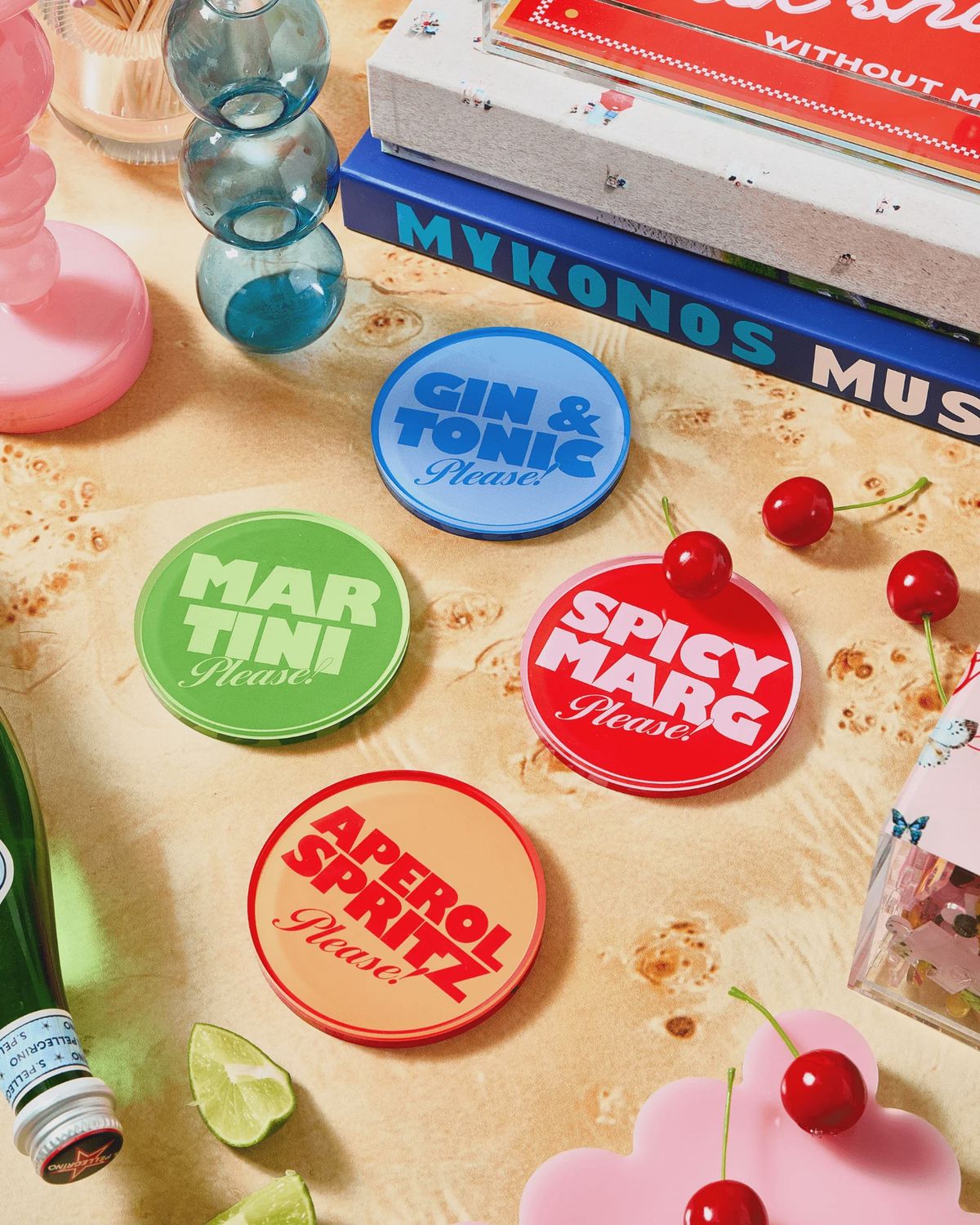 drinks on me coaster s/4