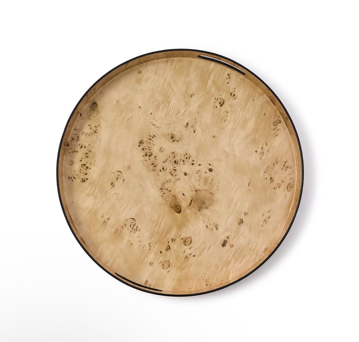 burled wood round tray, Size: large