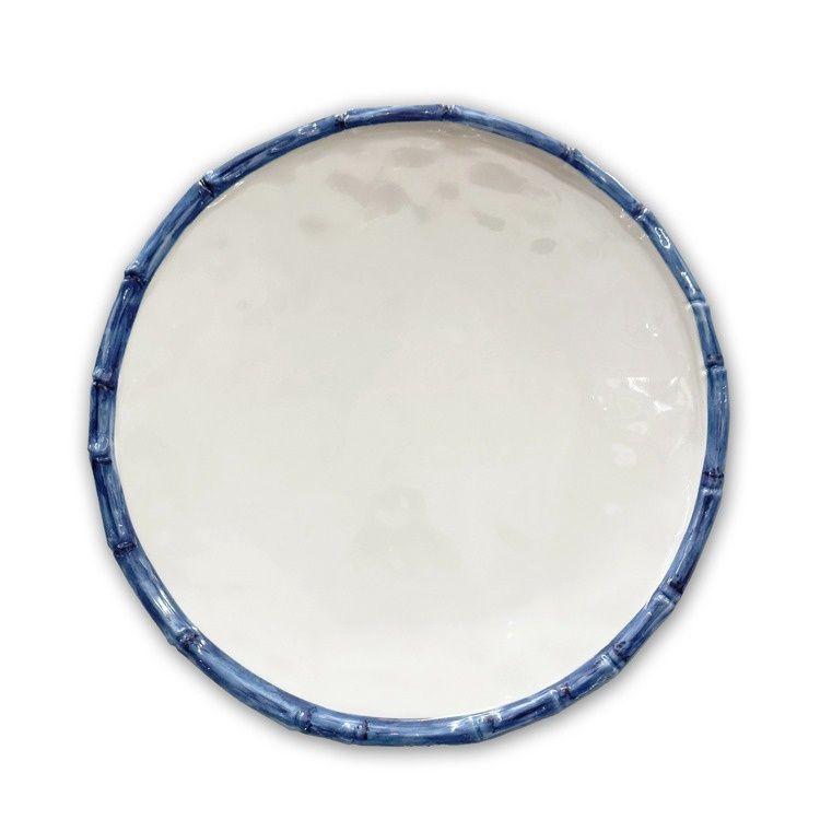 VIDA Bamboo 11" Dinner Plate Set of 4 (White and Blue)