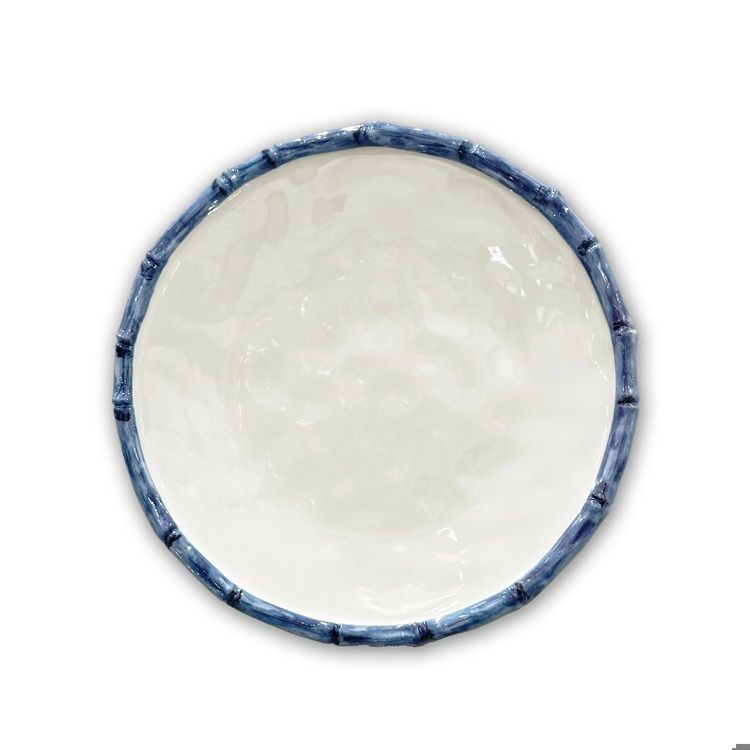 VIDA Bamboo 9" Salad Plate Set of 4 (White and Blue)