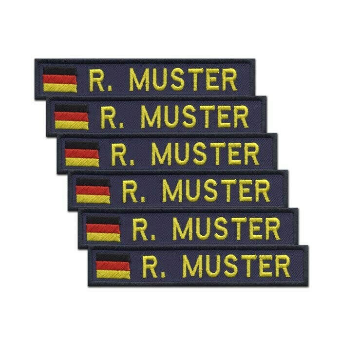 6er Satz Namensstreifen, BRD-Flagge, Navy
