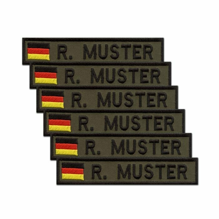 6er Satz Namensstreifen, BRD-Flagge, Oliv