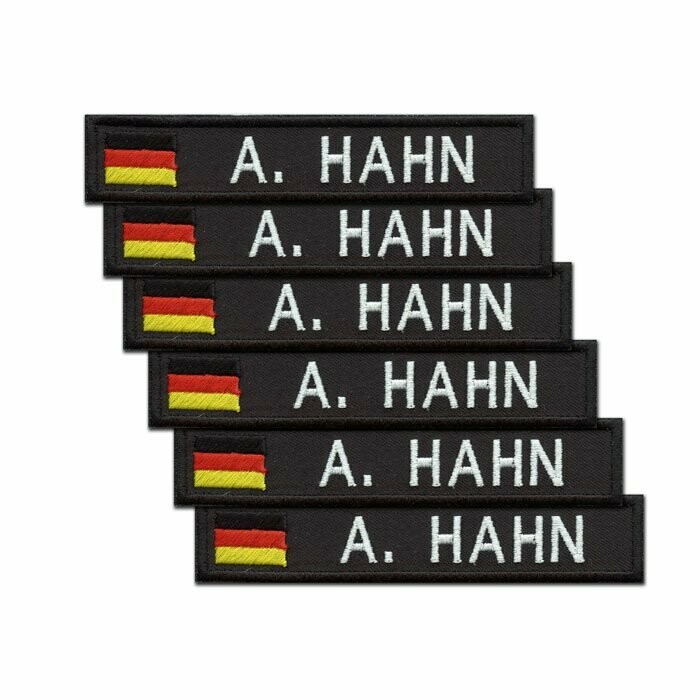 6er Satz Namensstreifen, BRD-Flagge, Schwarz