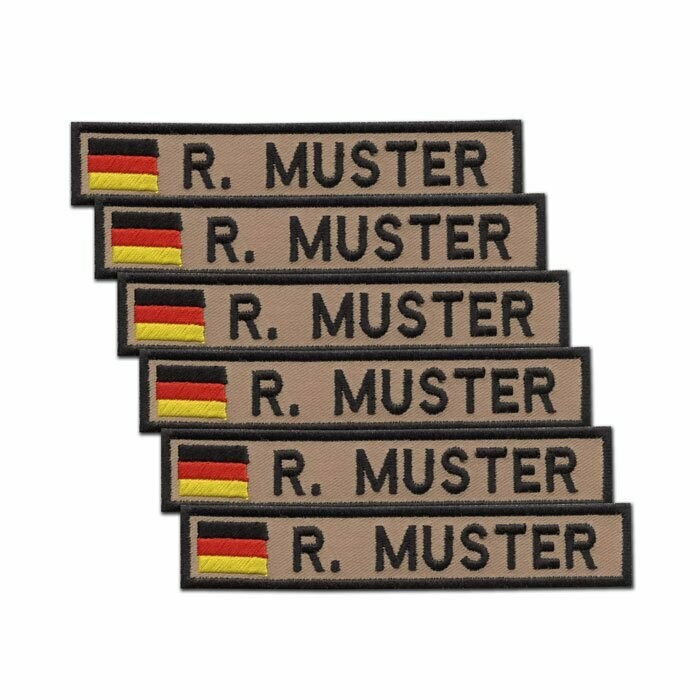 6er Satz Namensstreifen, BRD-Flagge, Sand