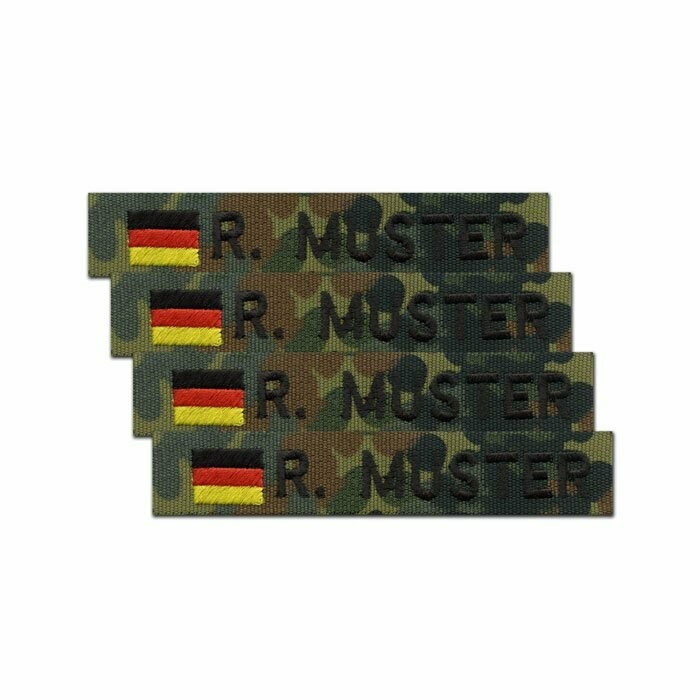 4er Satz BW Namensstreifen, BRD-Flagge Flecktarn