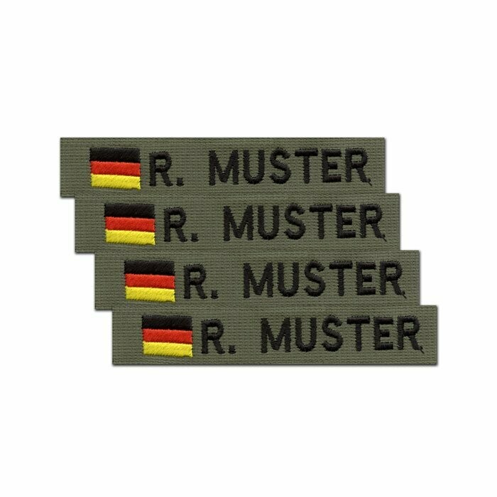 4er Satz BW Namensstreifen, BRD-Flagge Oliv