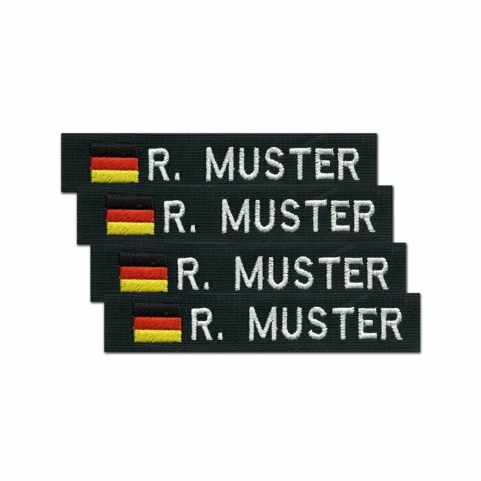 4er Satz BW Namensstreifen, BRD-Flagge Schwarz