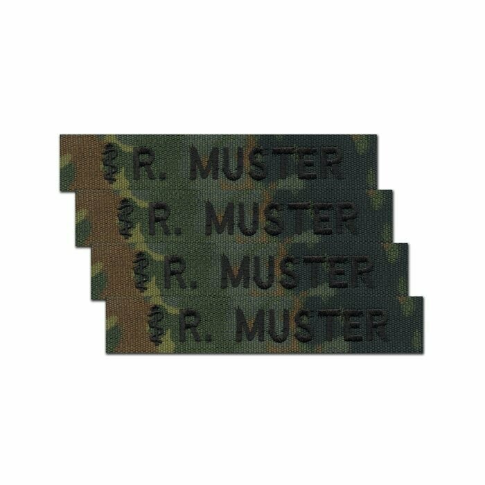 4er Satz BW Namensstreifen, Äskulap Flecktarn