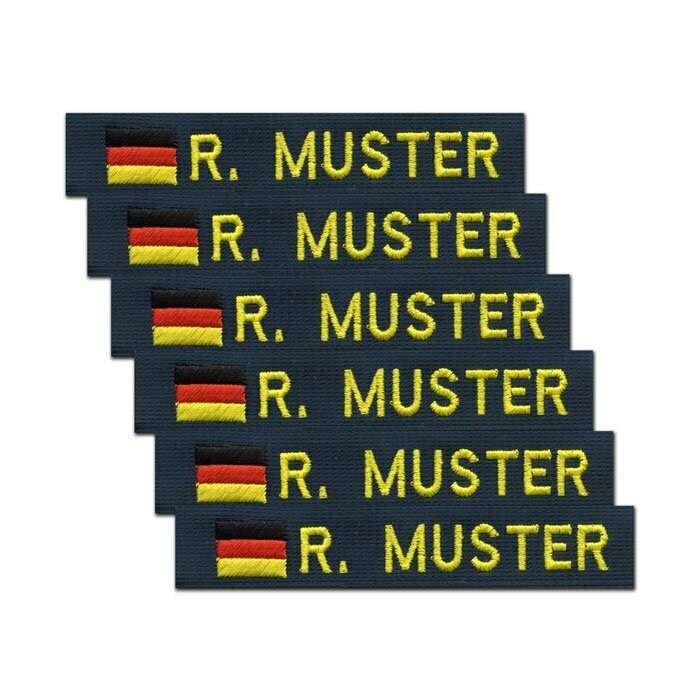 6er Satz BW Namensstreifen, BRD-Flagge Navy