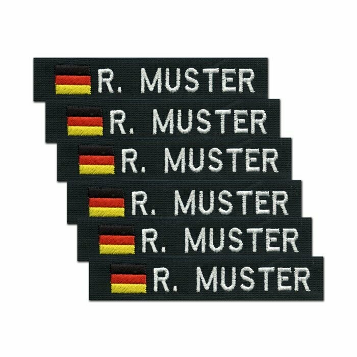 6er Satz BW Namensstreifen, BRD-Flagge Schwarz