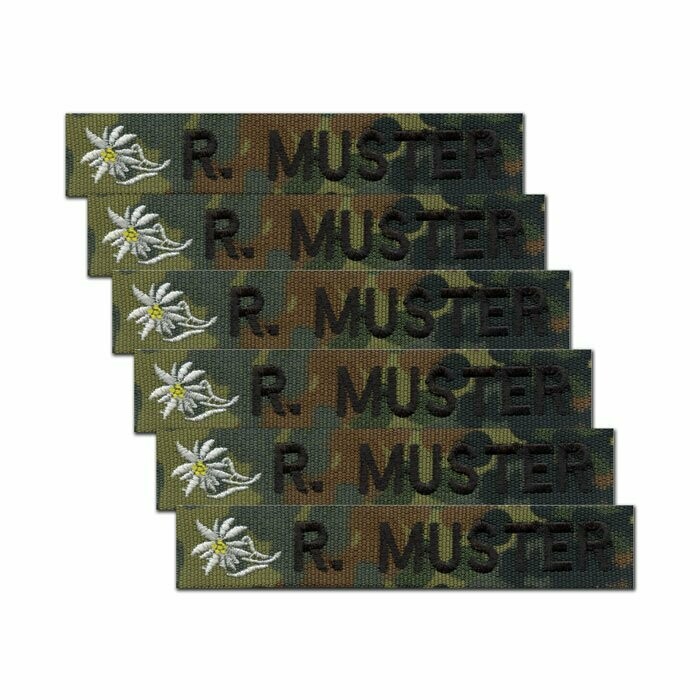 6er Satz BW Namensstreifen, Gebirgsjäger Flecktarn
