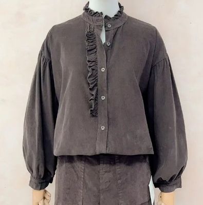 Chemise en velours froufrou