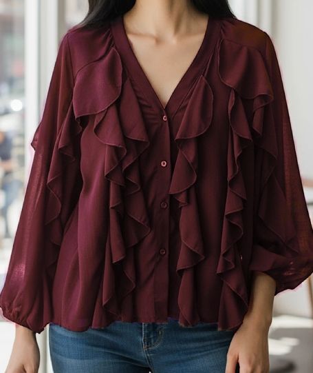 Chemisier FANELLA à volants en voile Romantique Chic