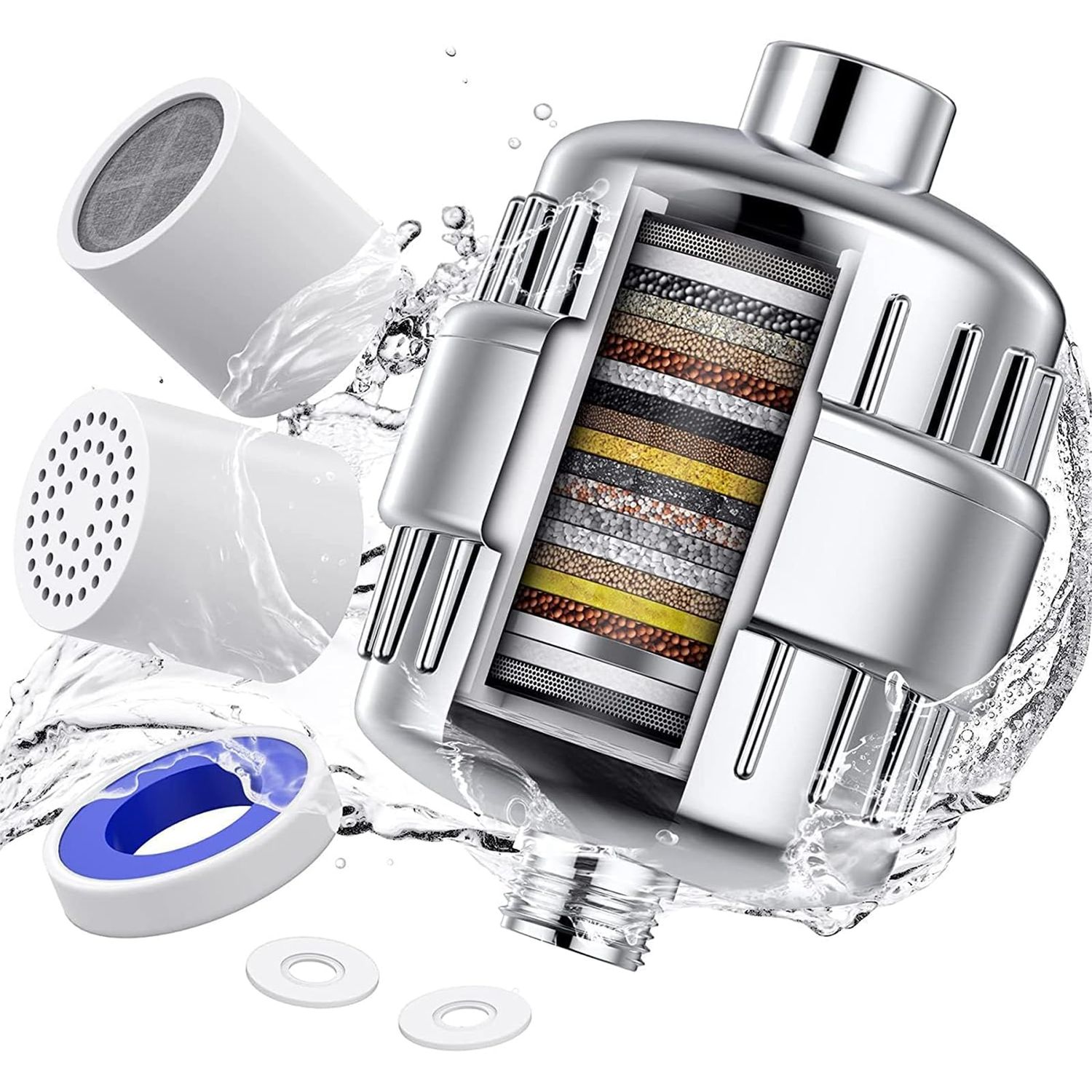 GROLIGH Shower Filter 20 Stage Showerhead Filter for Hard Water Shower Water Filter with 2 Replacea…