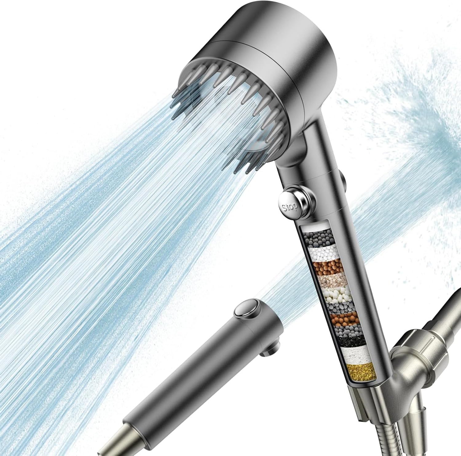 PWERAN Filtered Shower Head with Handheld, High Pressure Water Flow and Multiple Spray Modes Shower…