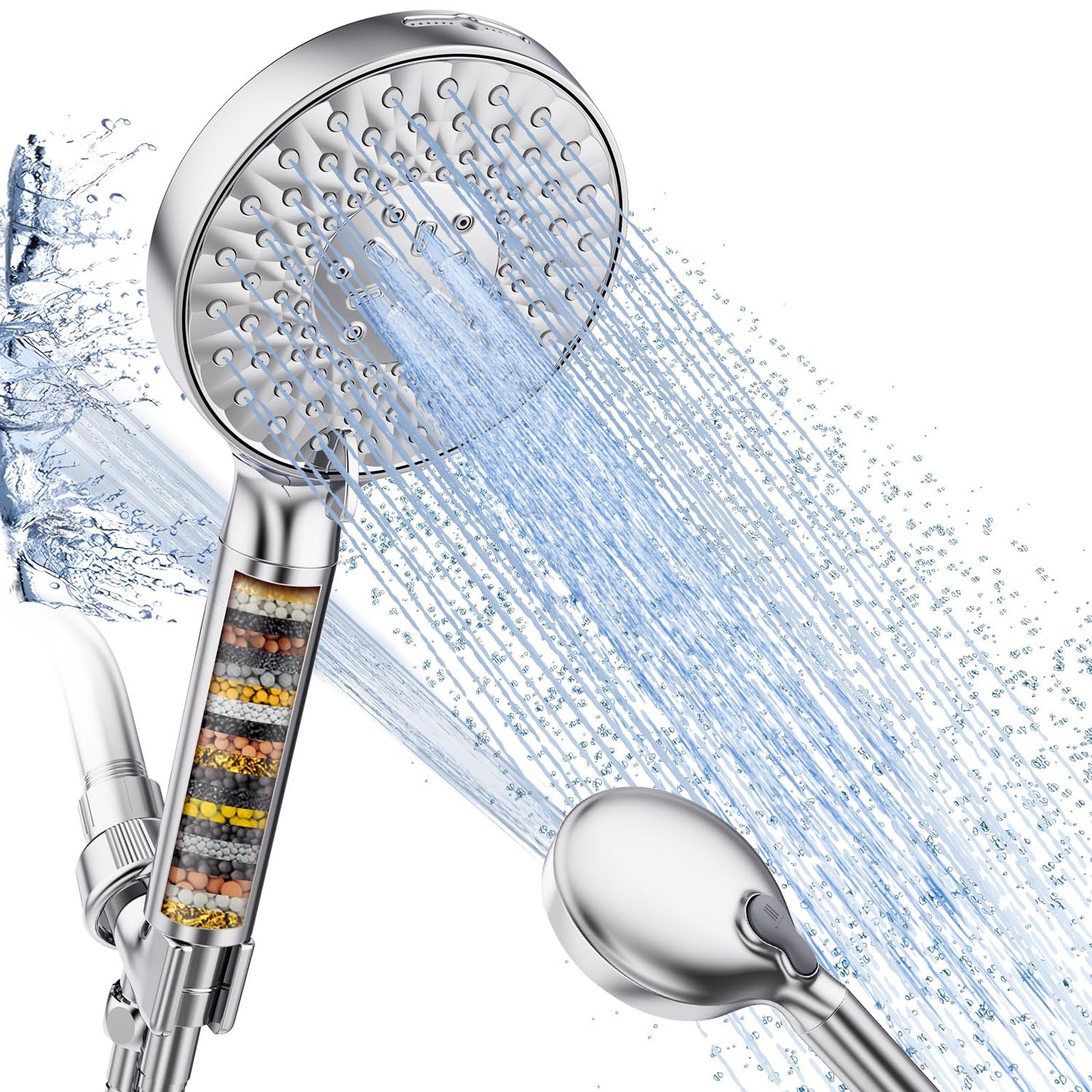 SR SUN RISE filtered shower head with handheld, high pressure 9 spray mode chrome shower head with …