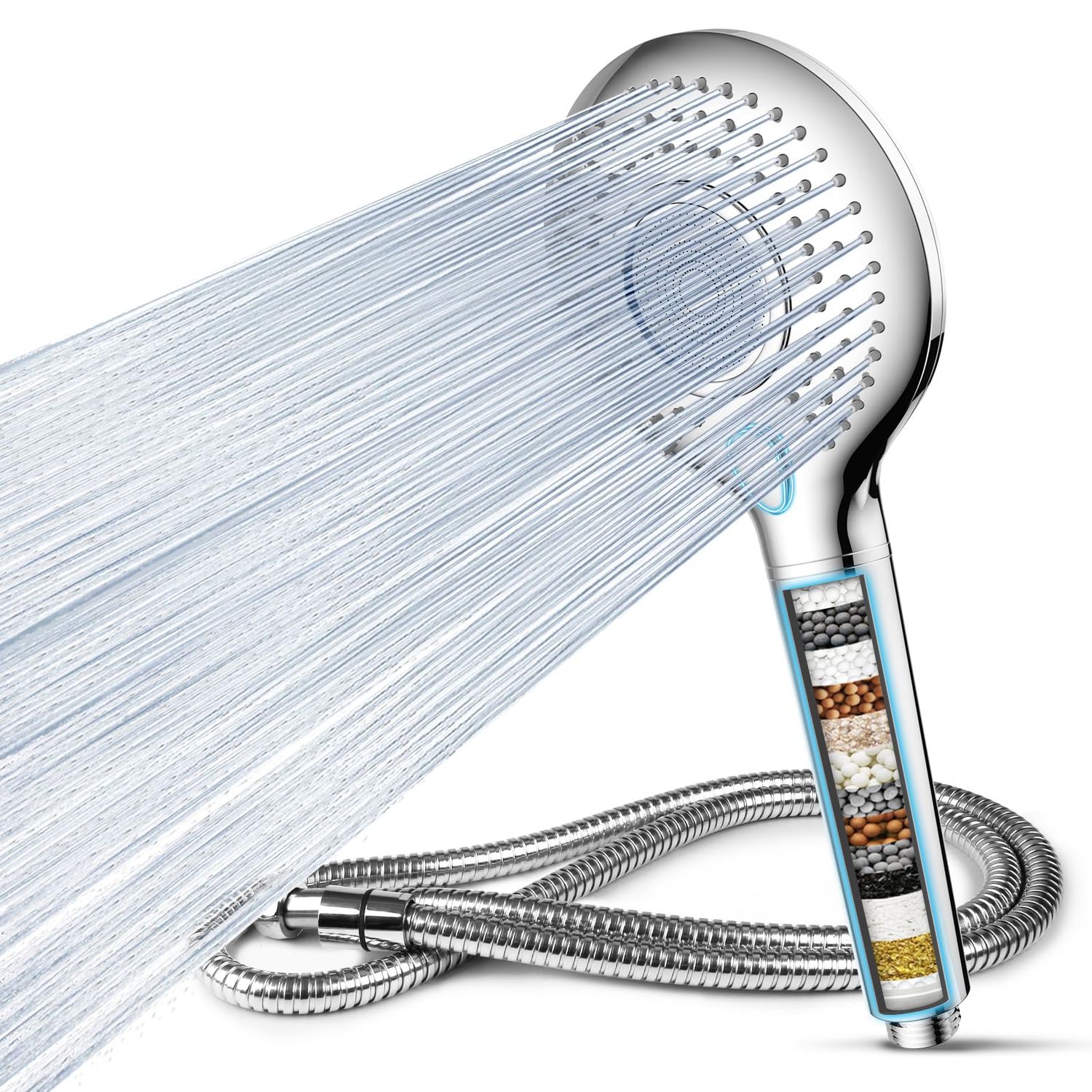 FEELSO Filtered Shower Head with Handheld, High Pressure 3 Spray Mode Showerhead with 15 Stage Wate…